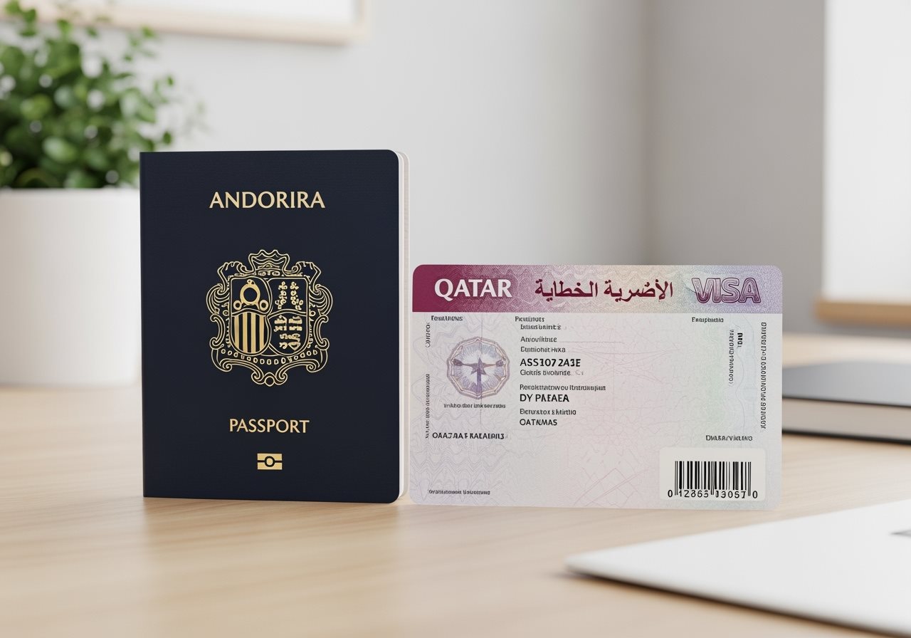 Andorra passport and Qatar visa documents