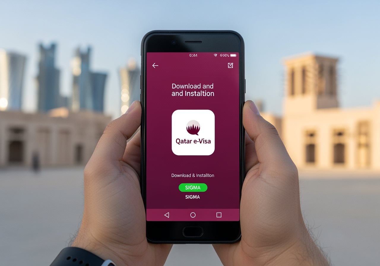 App store download and installation process for Qatar e-Visa mobile application