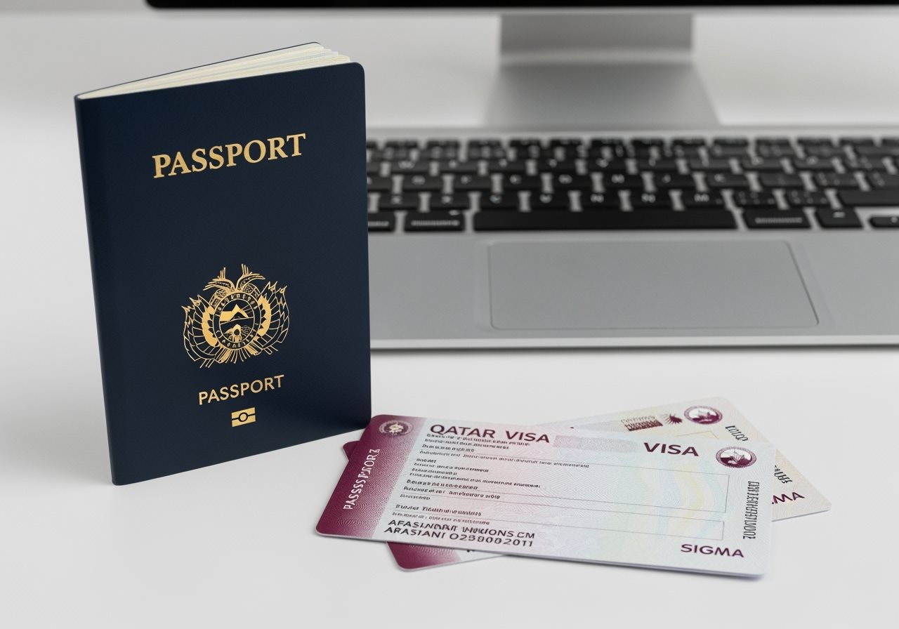 Bolivia passport and Qatar visa documents