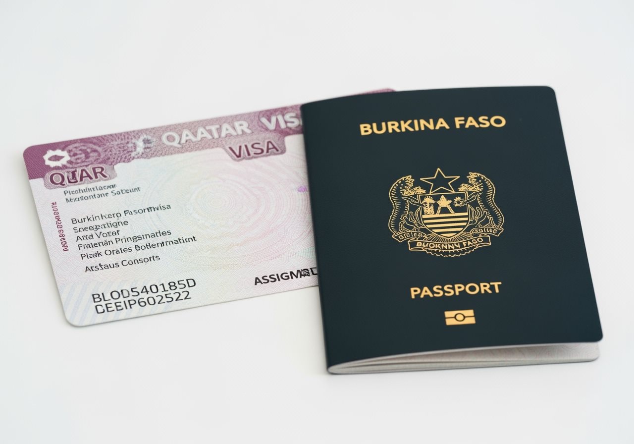 Burkina Faso passport and Qatar visa documents