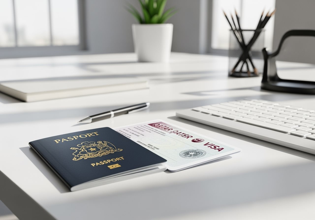 Chile passport and Qatar visa documents