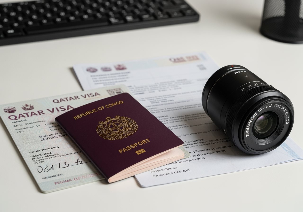 Congo passport and Qatar visa documents