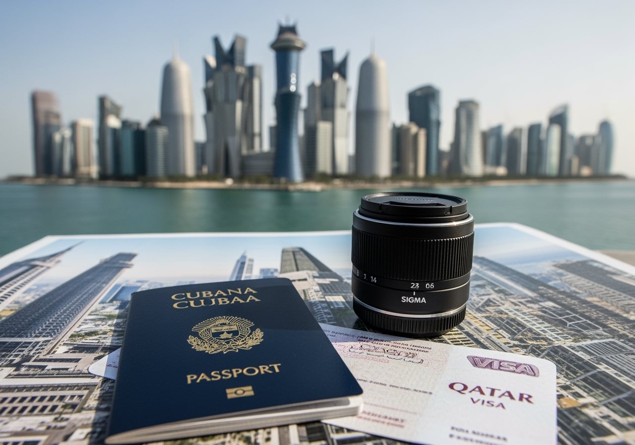 Cuba passport and Qatar e-Visa documents
