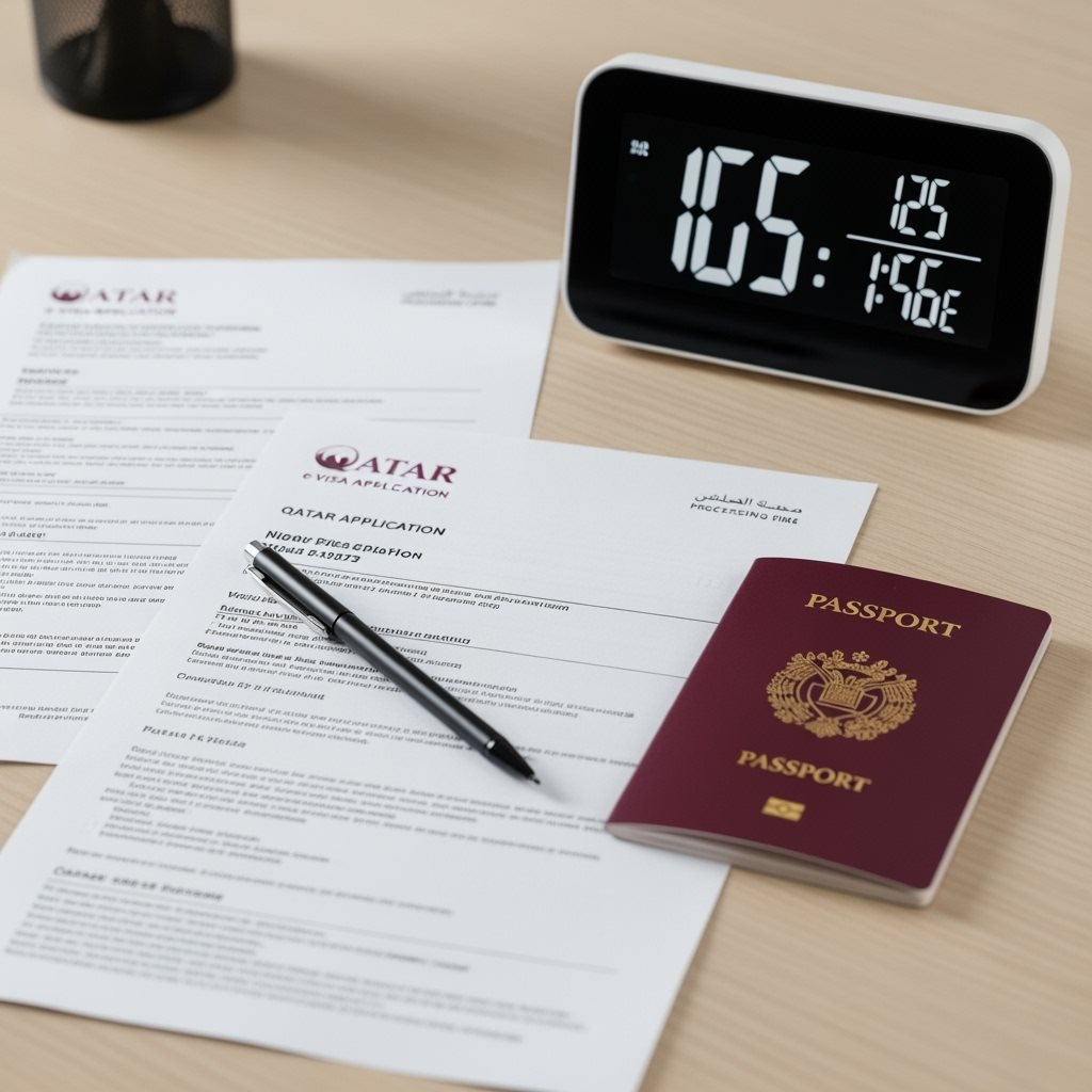 Digital clock showing Qatar e-Visa processing time