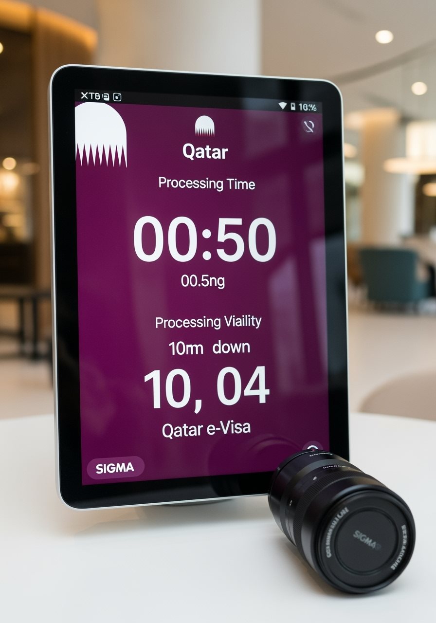 Digital clock showing Qatar e-Visa processing time and validity calculation