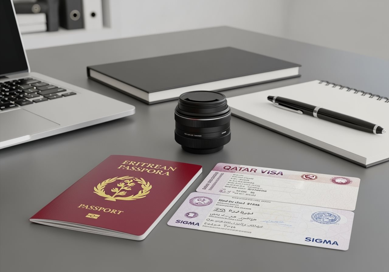 Eritrean passport and Qatar visa documents