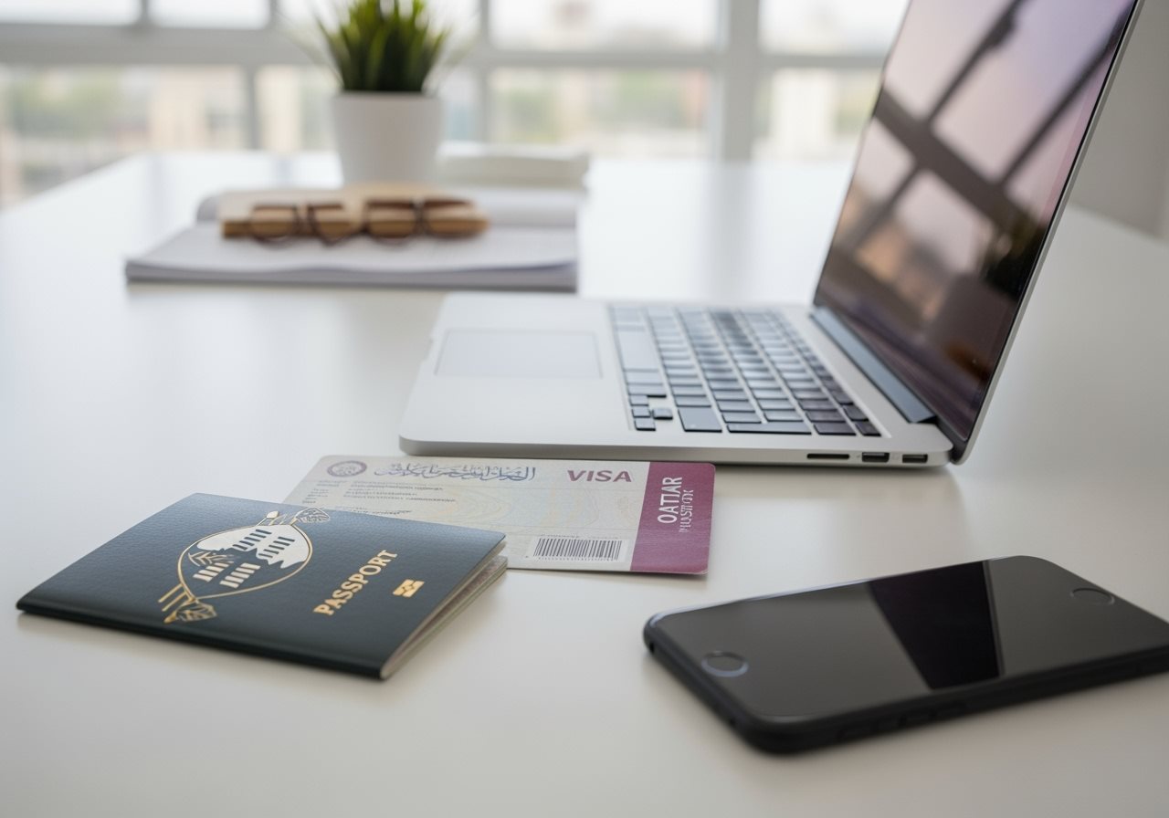 Eswatini passport and Qatar visa documents