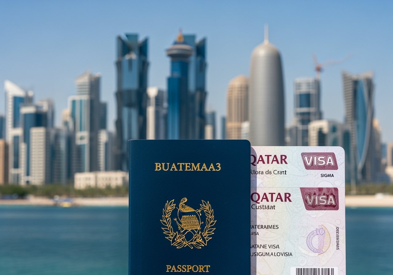 Guatemala passport and Qatar e-Visa documents