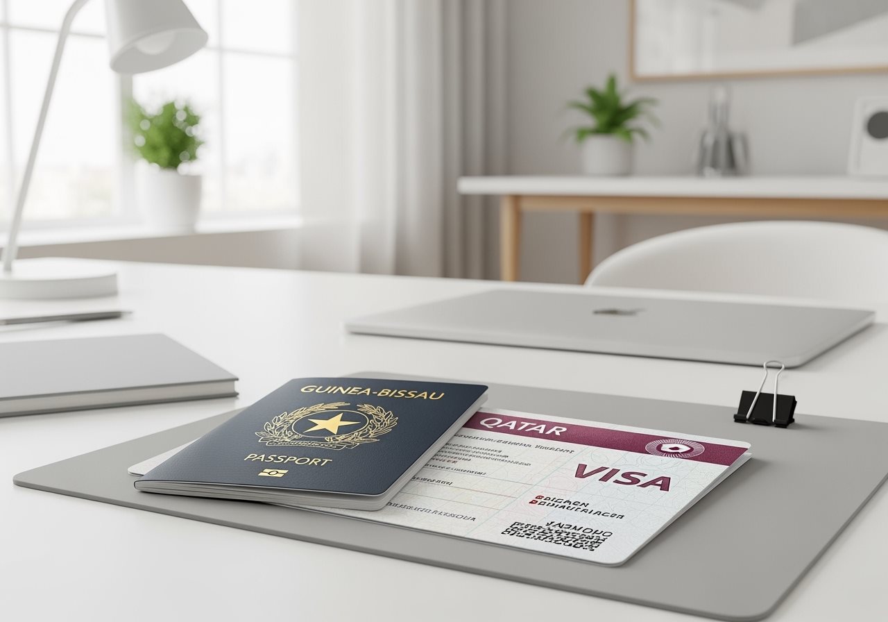 Guinea-Bissau passport and Qatar visa documents