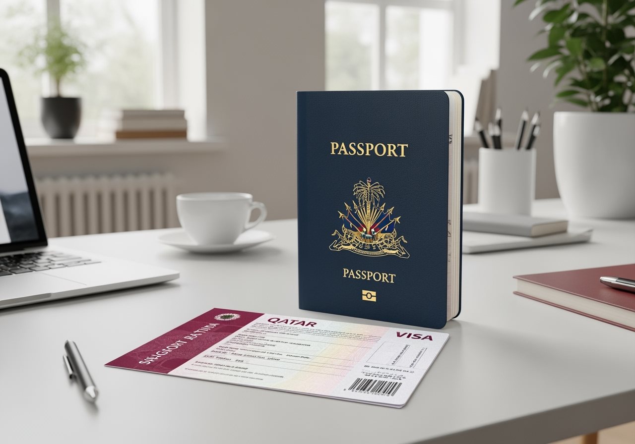 Haiti passport and Qatar visa documents