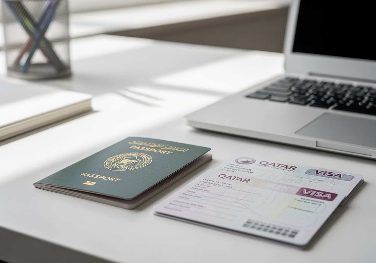 Kuwait passport and Qatar visa documents