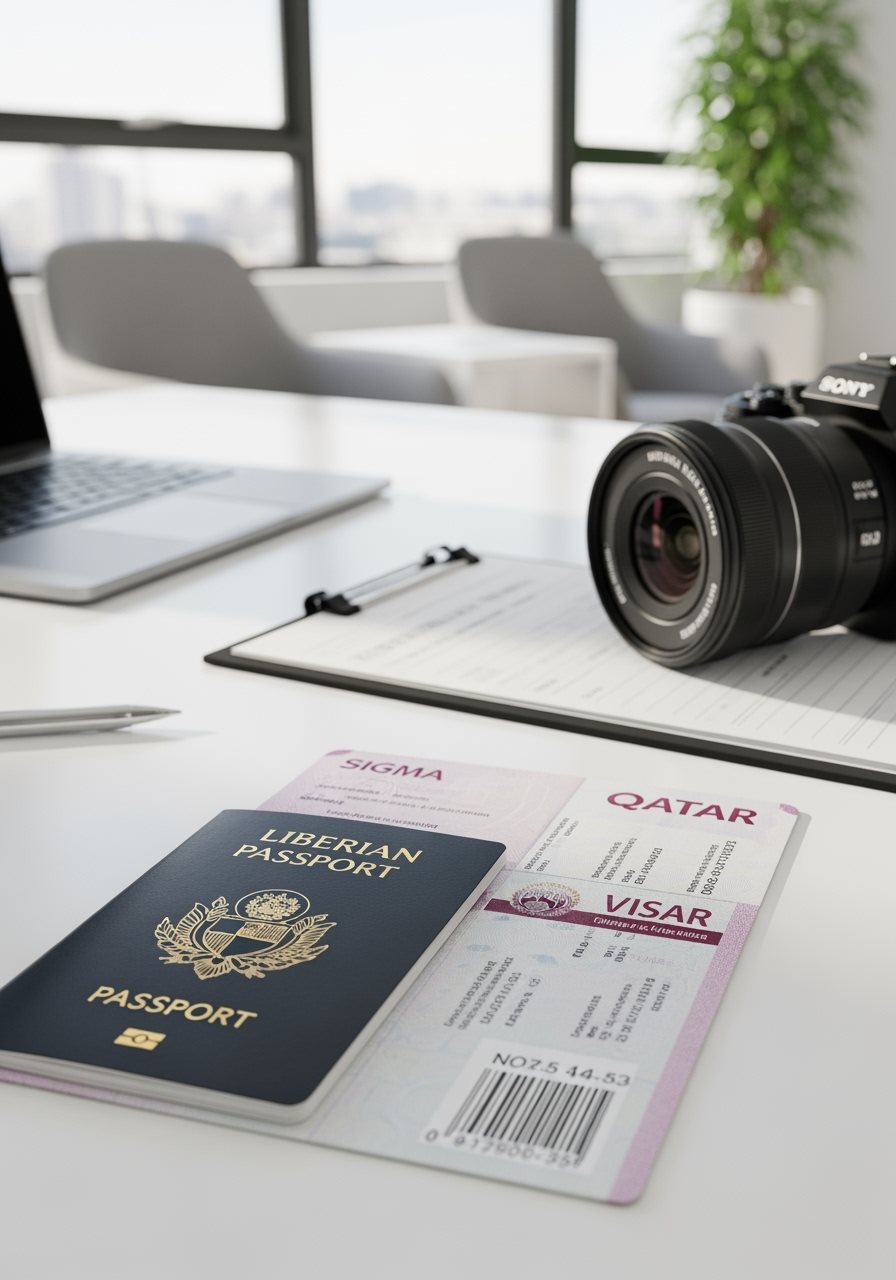Liberian passport and Qatar visa documents