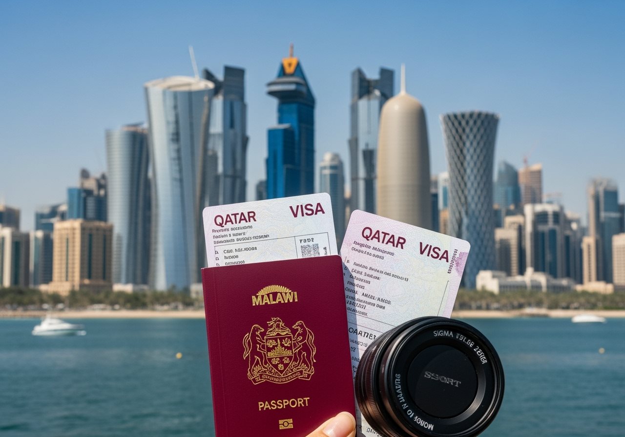 Malawi passport and Qatar visa documents