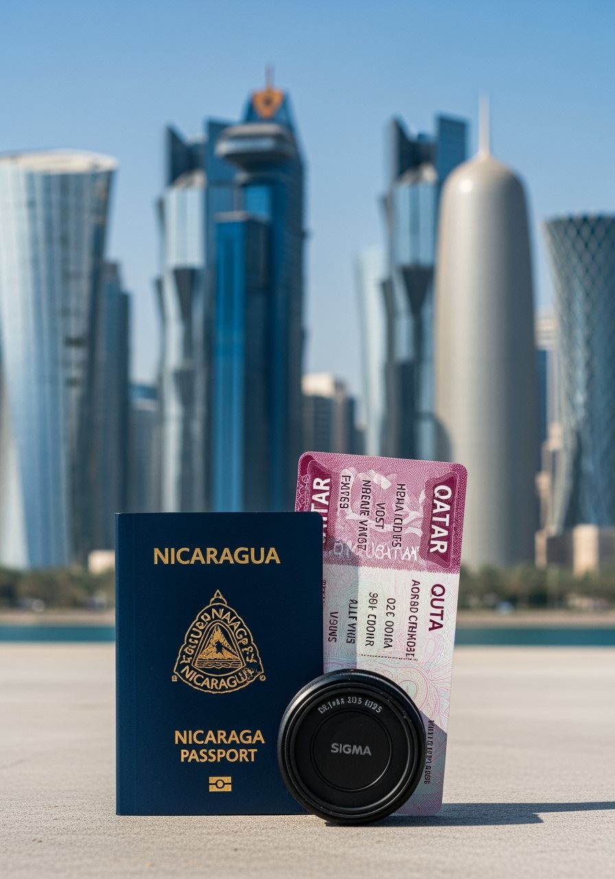 Nicaragua passport and Qatar visa documents