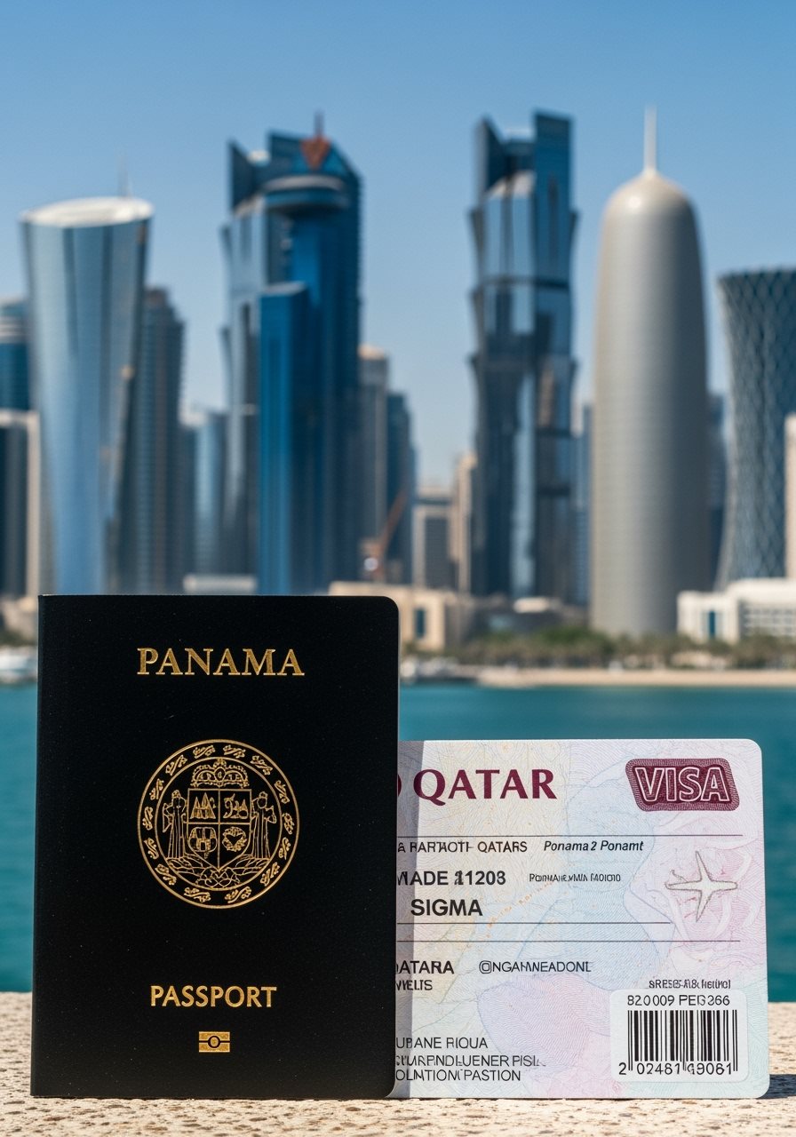Panama passport and Qatar visa documents