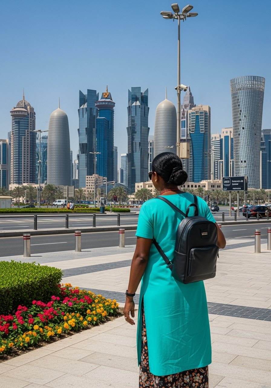 Papua New Guinea traveler in Qatar with modern attractions
