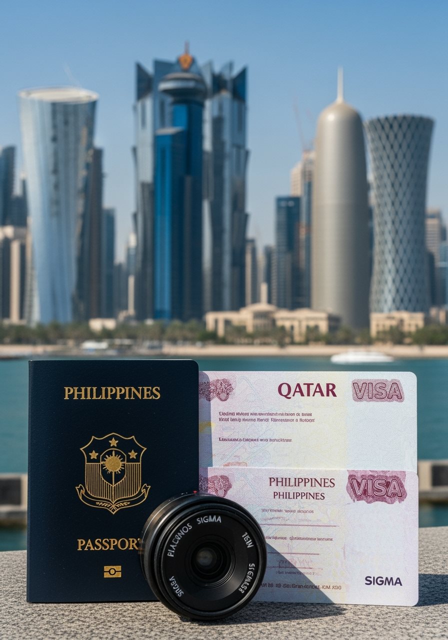 Philippines passport and Qatar e-Visa documents