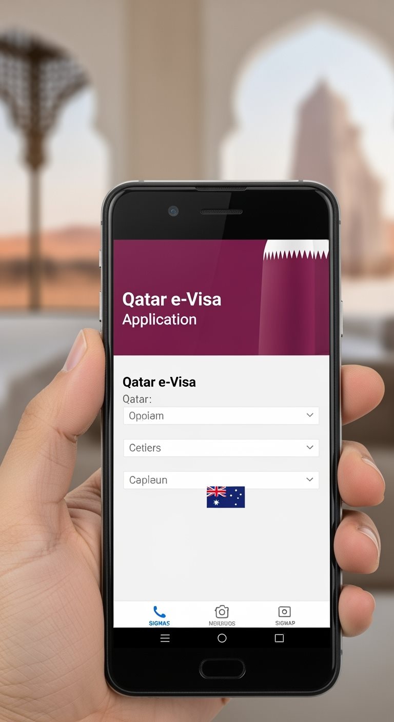 Qatar e-Visa application process on mobile device