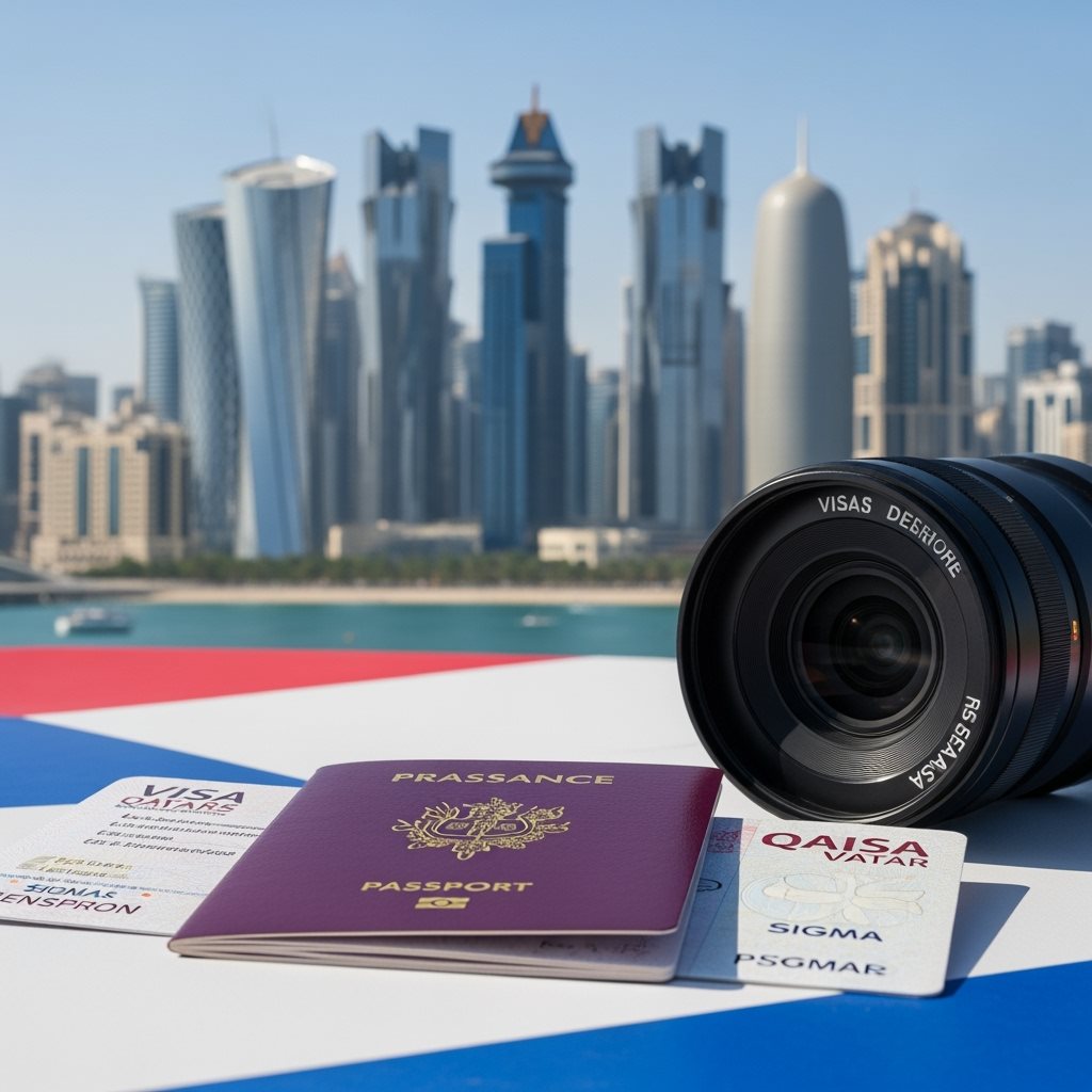 French passport and Qatar e-Visa documents