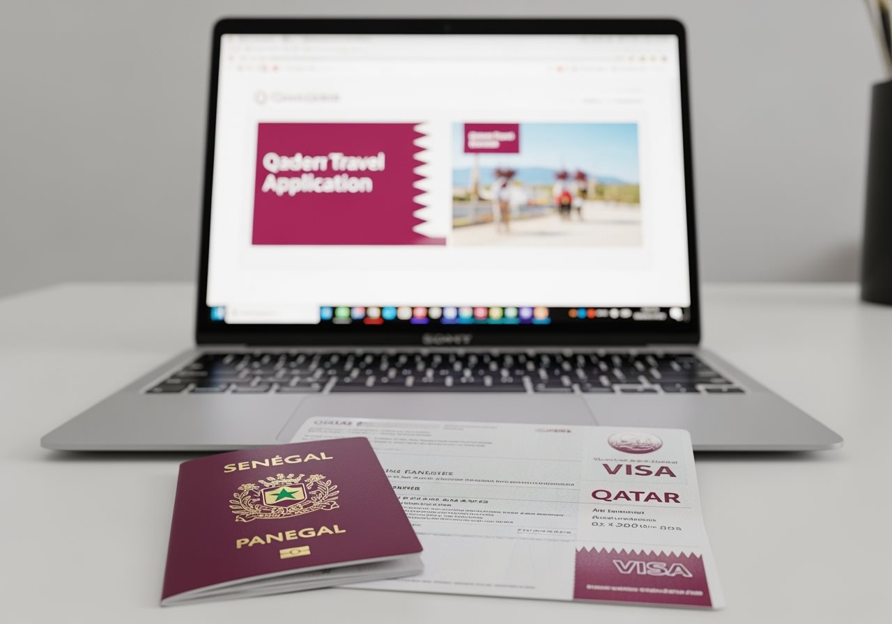 Senegal passport and Qatar e-Visa documents
