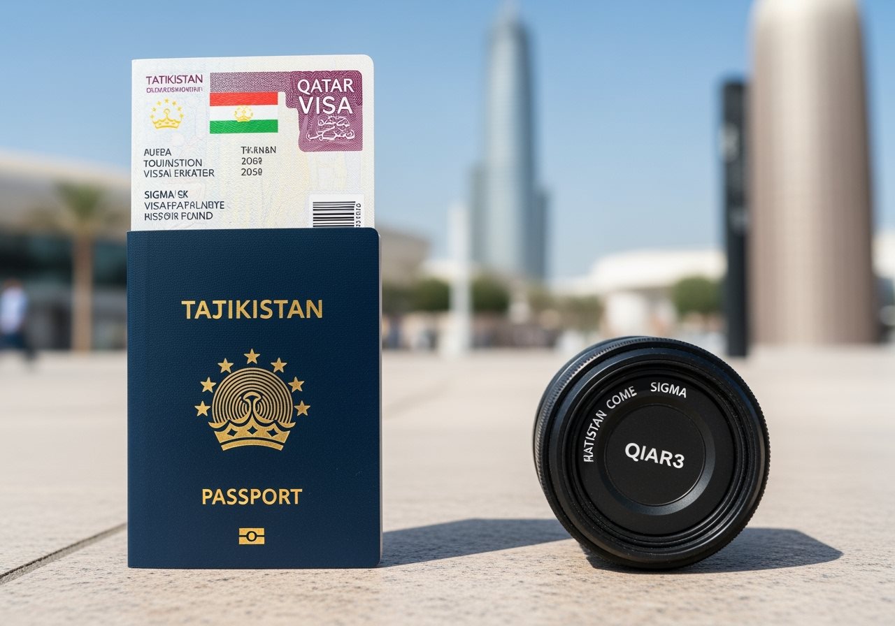 Tajikistan passport and Qatar e-Visa documents