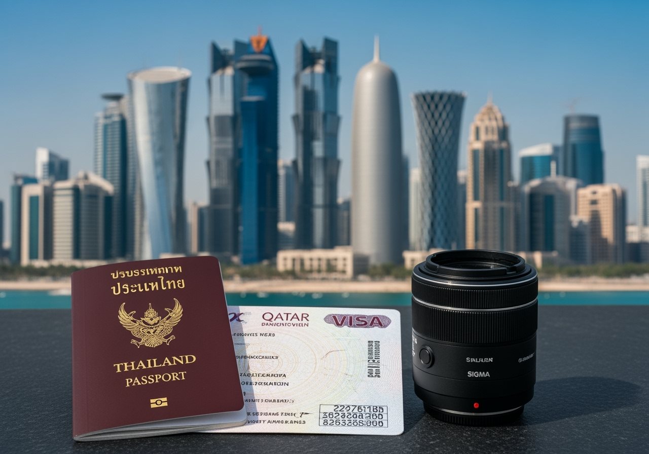 Thai passport and Qatar visa documents