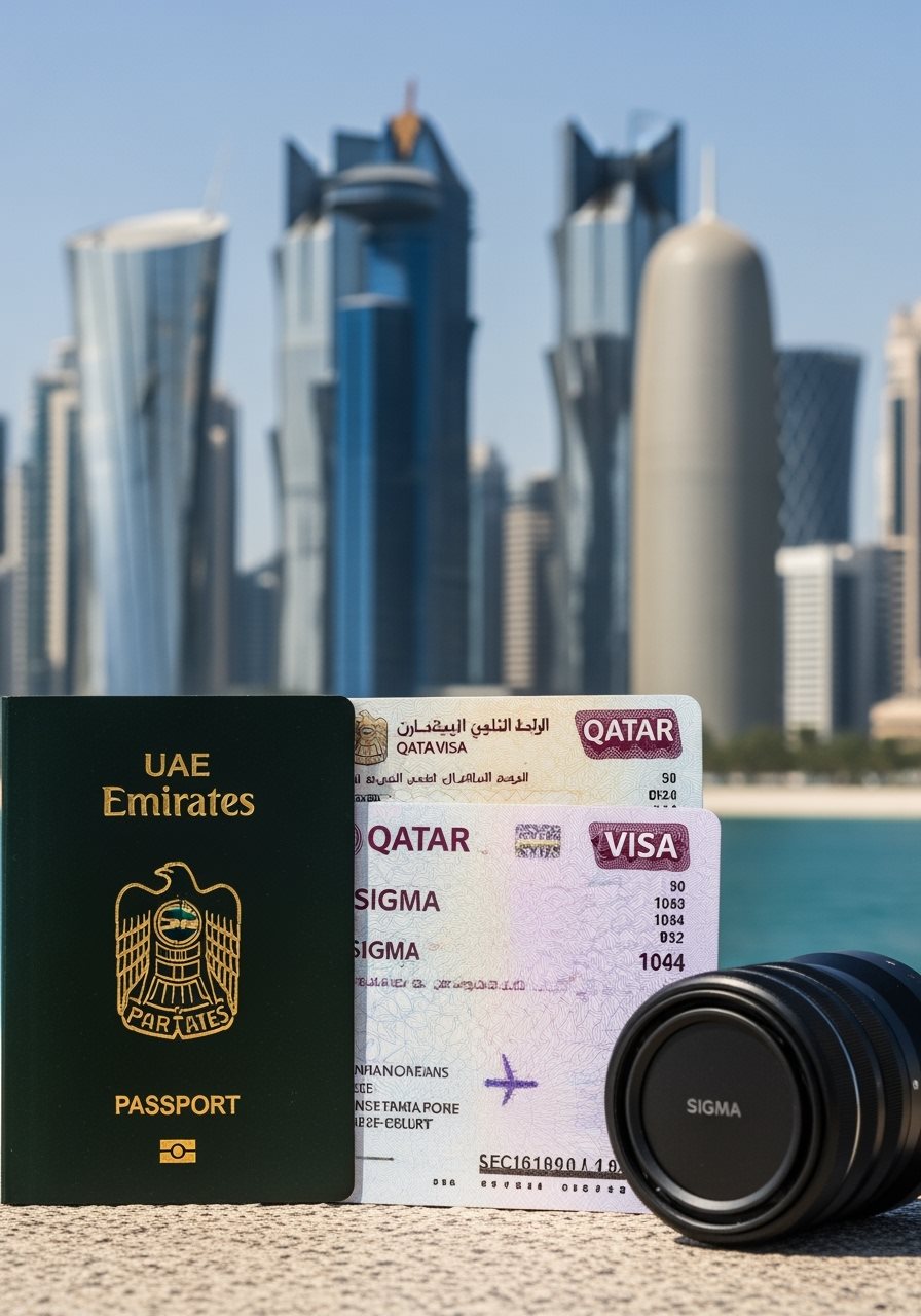 UAE passport and Qatar visa documents