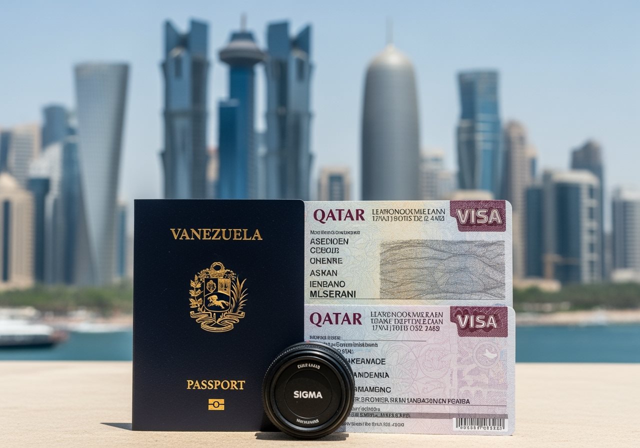 Venezuela passport and Qatar e-Visa documents
